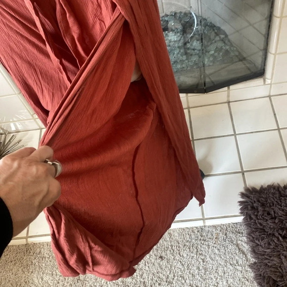 Becca by Rebecca Virtue Ponza Crinkled Rayon Jumpsuit CoverUp Bronze size large - Picture 7 of 12